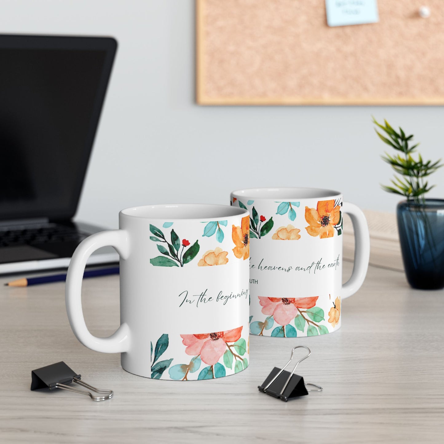 Floral Scripture Ceramic Mug - Perfect for Inspirational Gifts or Morning Coffee