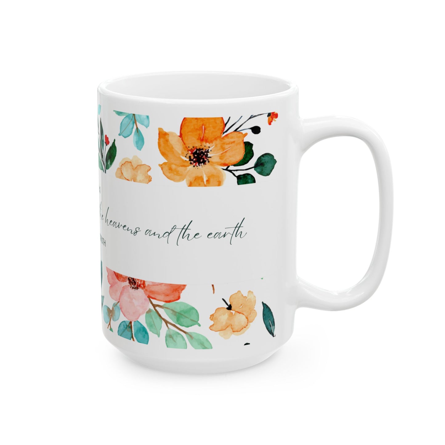 Floral Scripture Ceramic Mug - Perfect for Inspirational Gifts or Morning Coffee