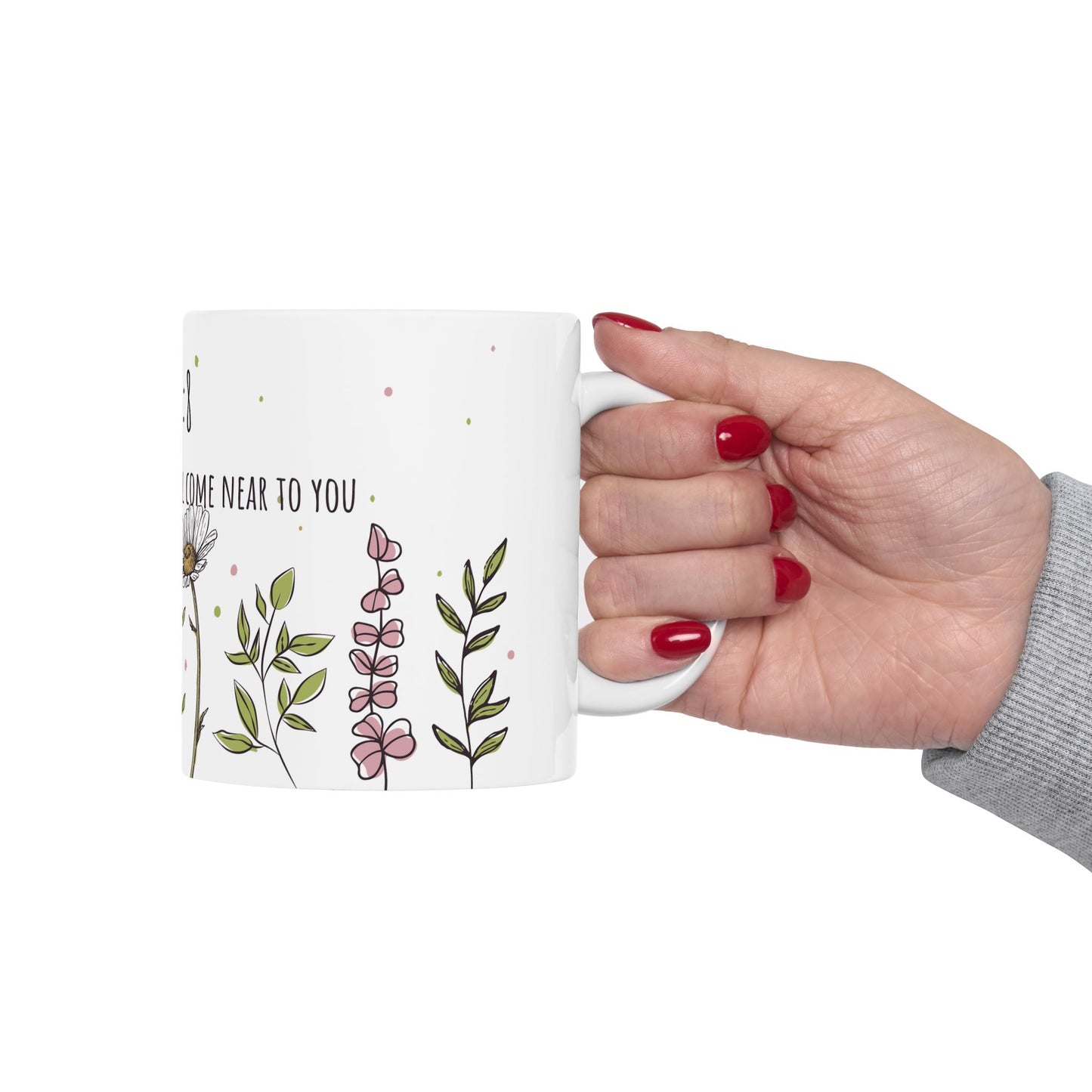 Floral Scripture Ceramic Mug - Perfect for Inspirational Gifts or Morning Coffee