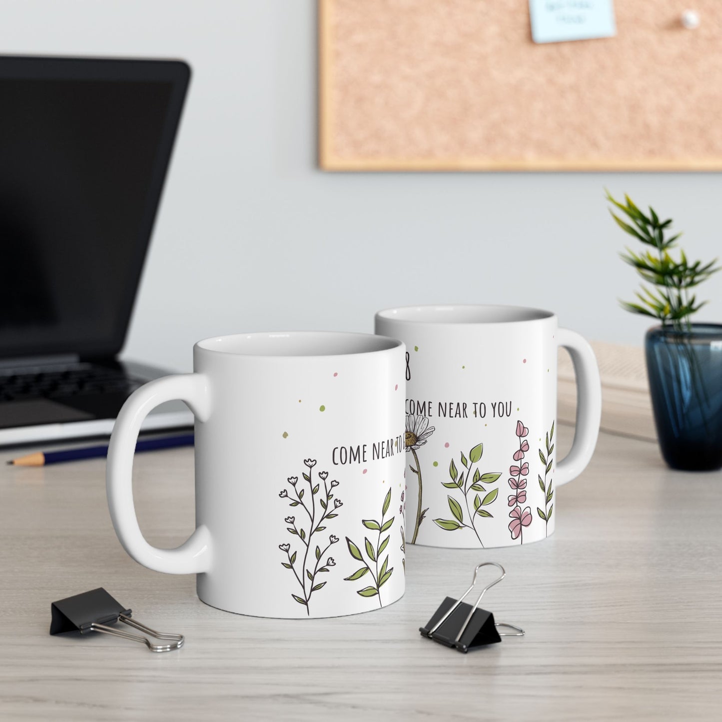 Floral Scripture Ceramic Mug - Perfect for Inspirational Gifts or Morning Coffee