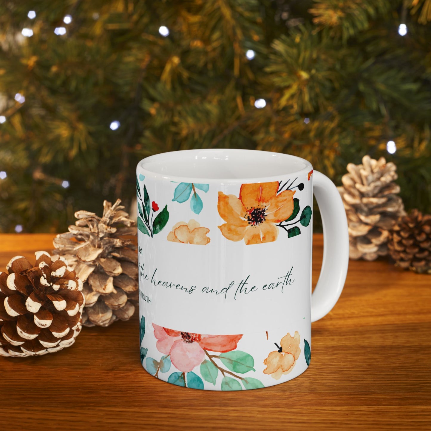 Floral Scripture Ceramic Mug - Perfect for Inspirational Gifts or Morning Coffee