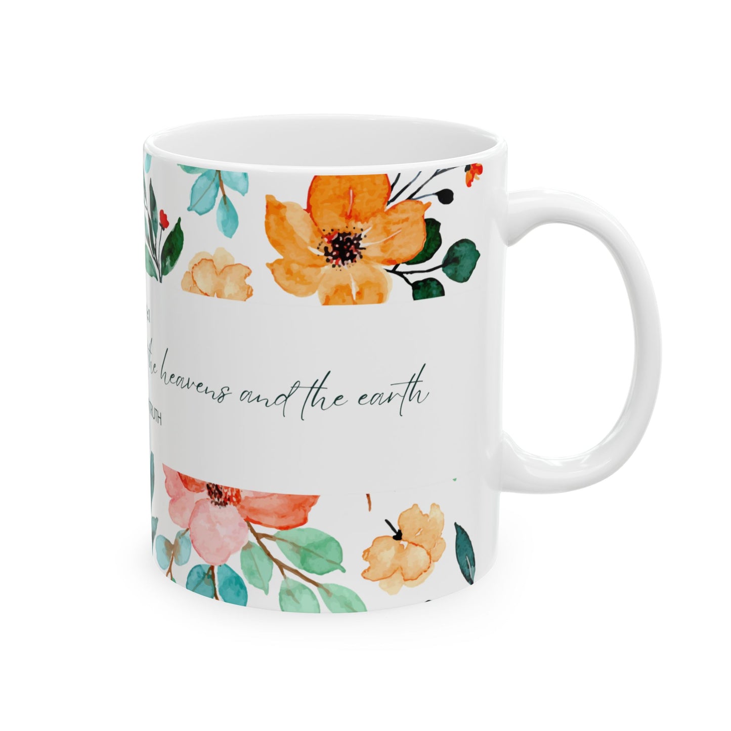 Floral Scripture Ceramic Mug - Perfect for Inspirational Gifts or Morning Coffee