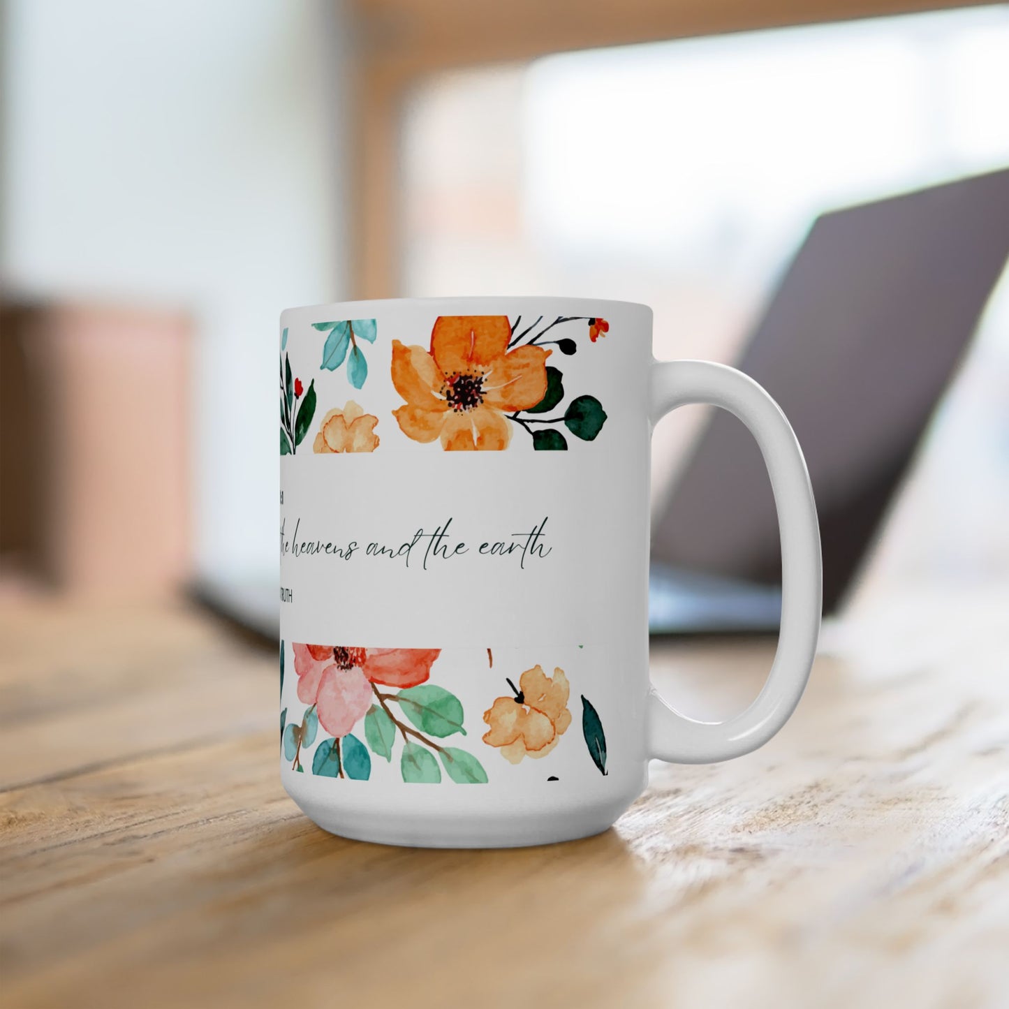 Floral Scripture Ceramic Mug - Perfect for Inspirational Gifts or Morning Coffee