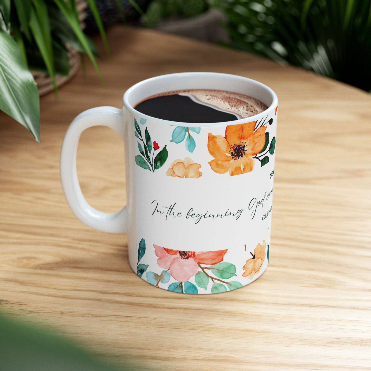 Floral Scripture Ceramic Mug - Perfect for Inspirational Gifts or Morning Coffee