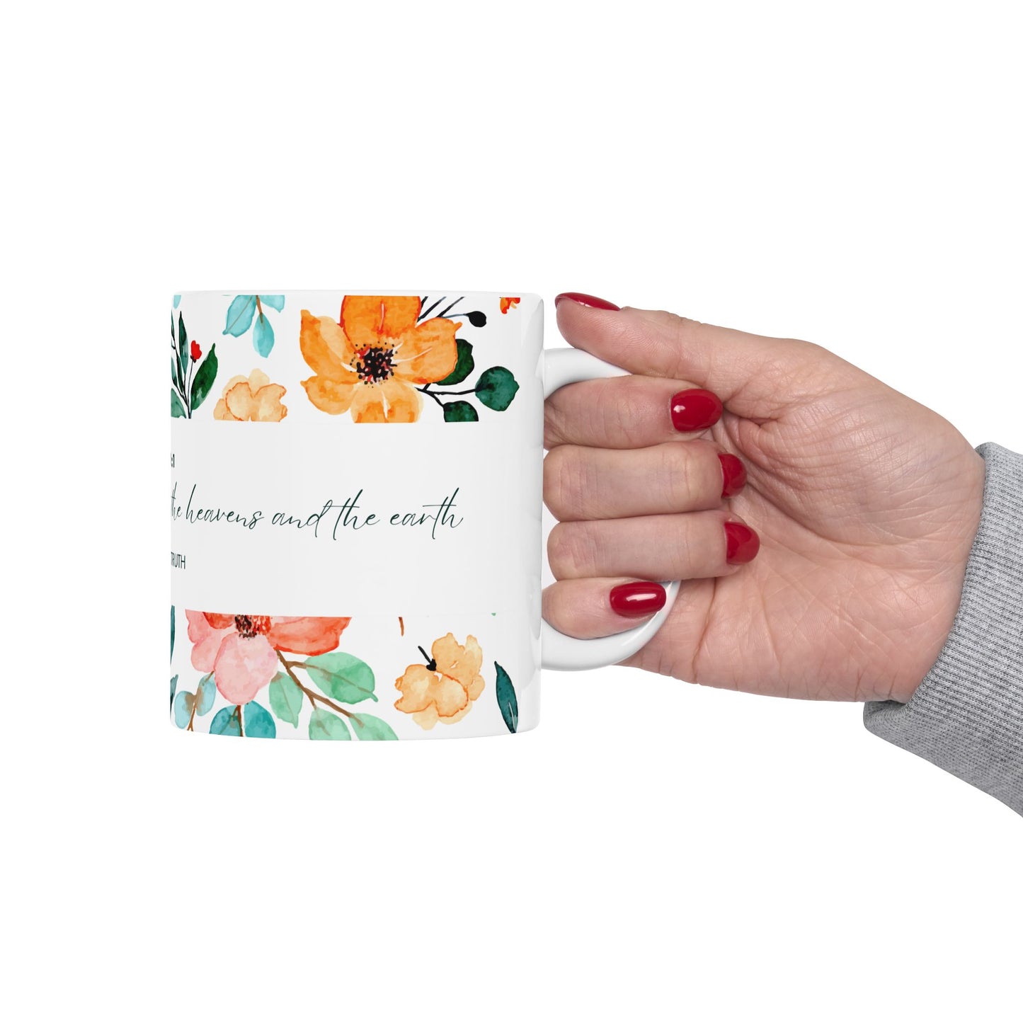 Floral Scripture Ceramic Mug - Perfect for Inspirational Gifts or Morning Coffee