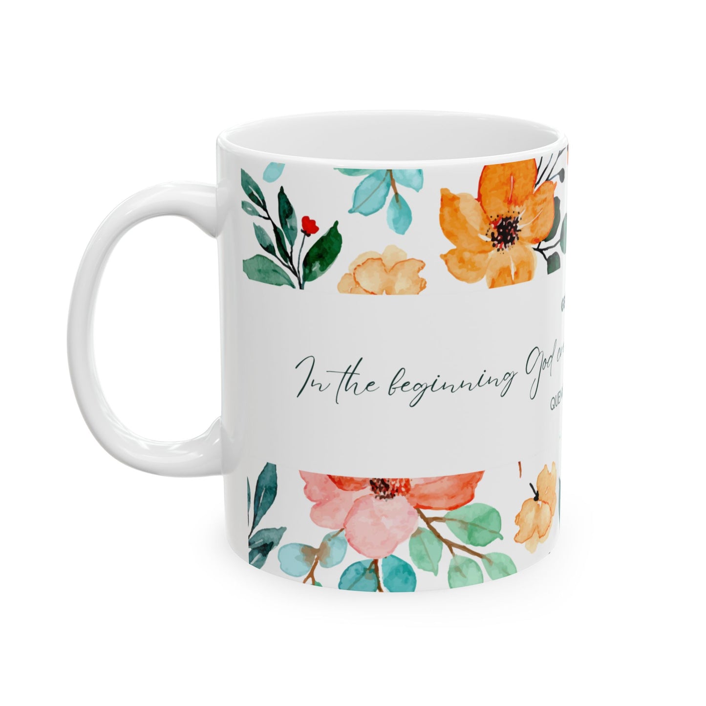 Floral Scripture Ceramic Mug - Perfect for Inspirational Gifts or Morning Coffee