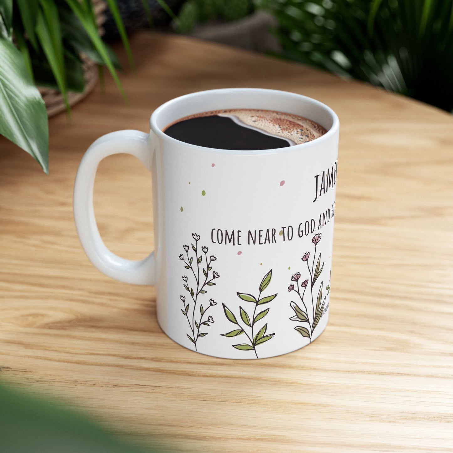 Floral Scripture Ceramic Mug - Perfect for Inspirational Gifts or Morning Coffee