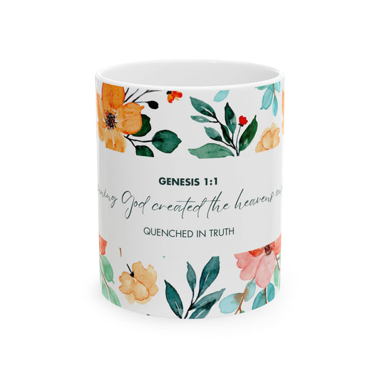 Floral Scripture Ceramic Mug - Perfect for Inspirational Gifts or Morning Coffee