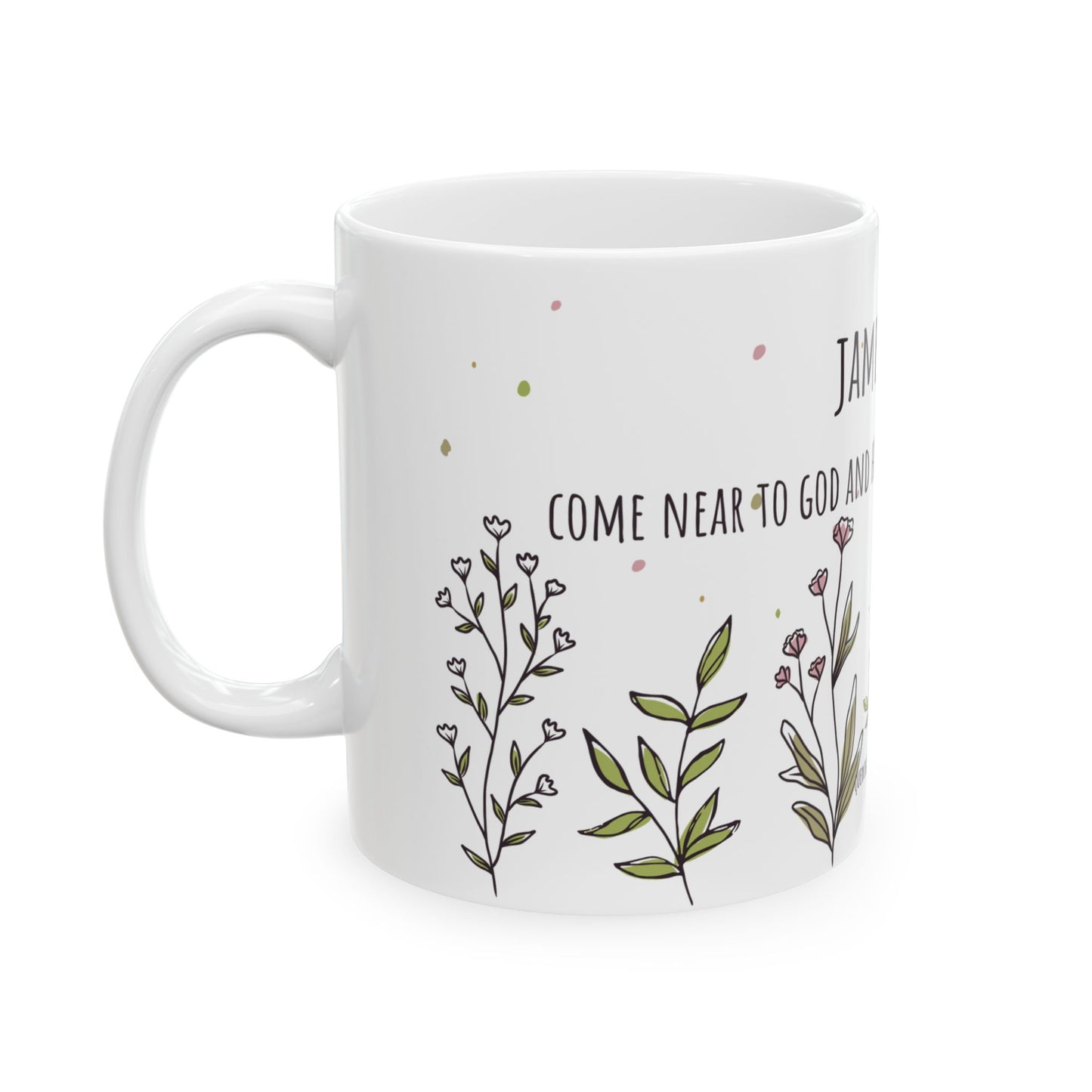 Floral Scripture Ceramic Mug - Perfect for Inspirational Gifts or Morning Coffee