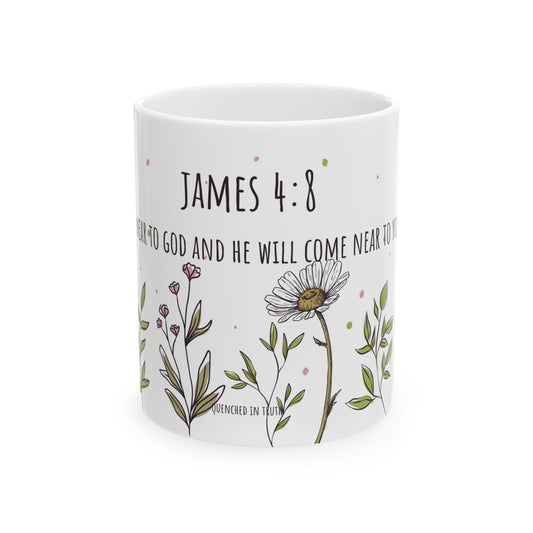 Floral Scripture Ceramic Mug - Perfect for Inspirational Gifts or Morning Coffee