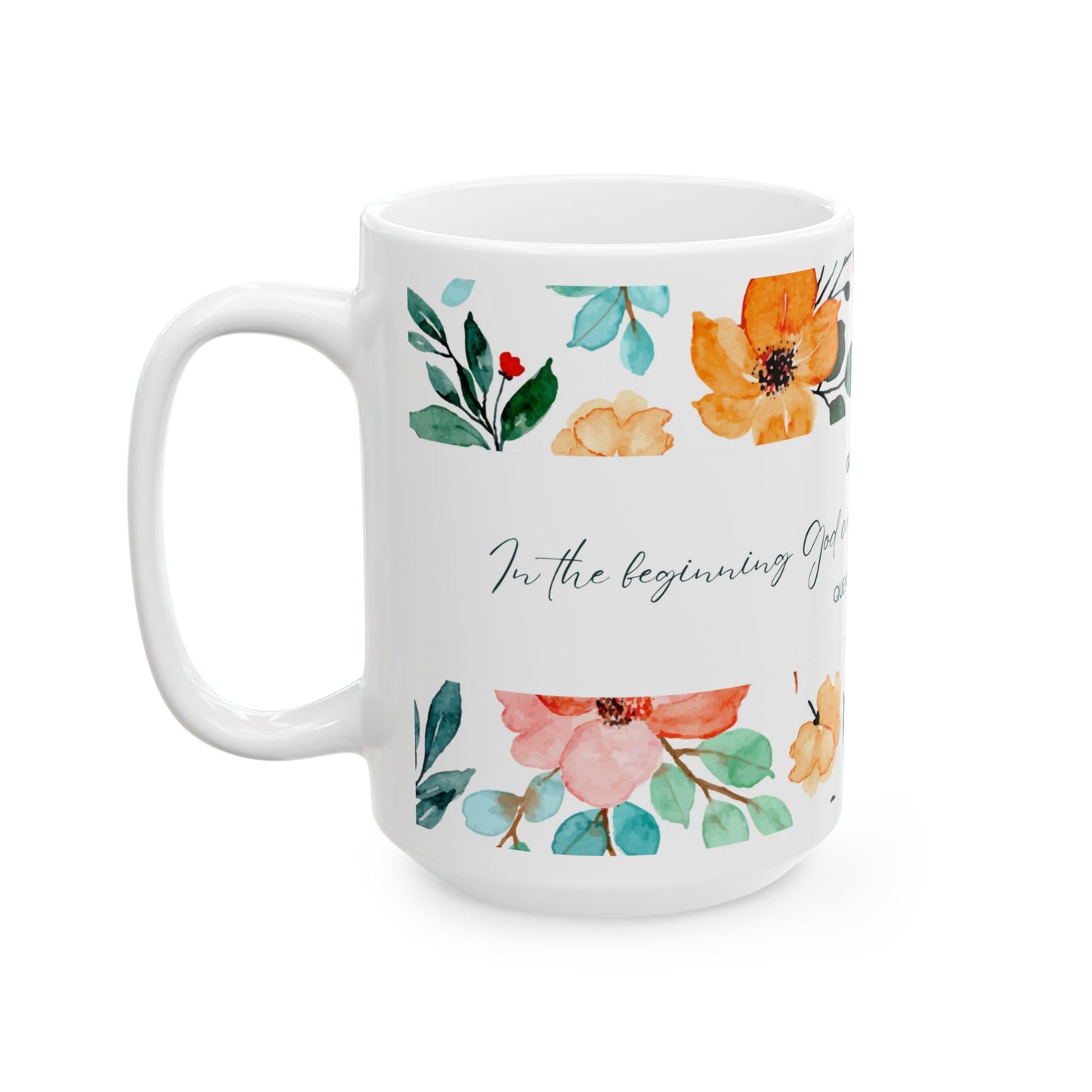 Floral Scripture Ceramic Mug - Perfect for Inspirational Gifts or Morning Coffee