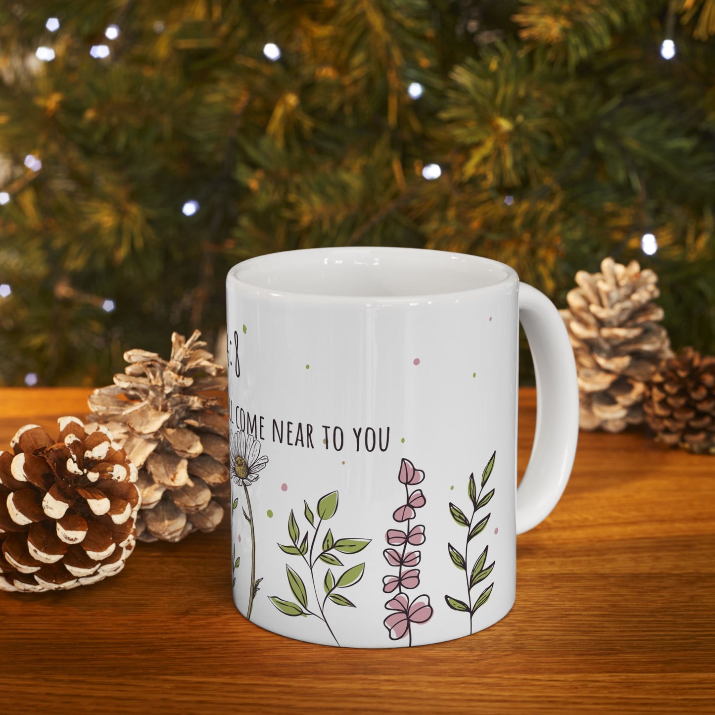 Floral Scripture Ceramic Mug - Perfect for Inspirational Gifts or Morning Coffee