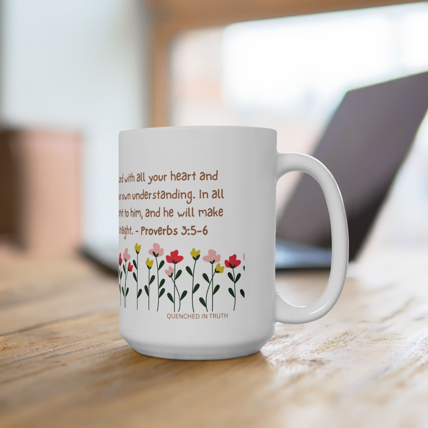 Floral Scripture Ceramic Mug - Perfect for Inspirational Gifts or Morning Coffee