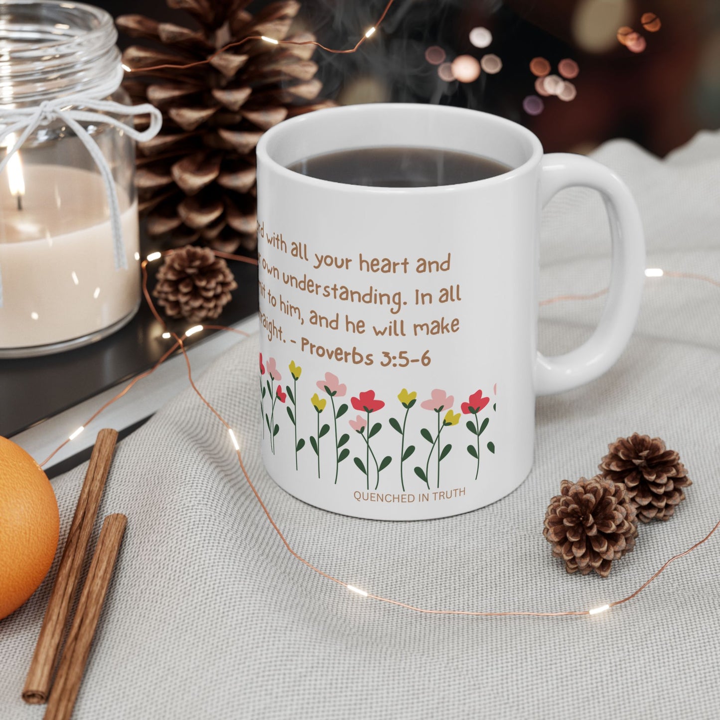 Floral Scripture Ceramic Mug - Perfect for Inspirational Gifts or Morning Coffee