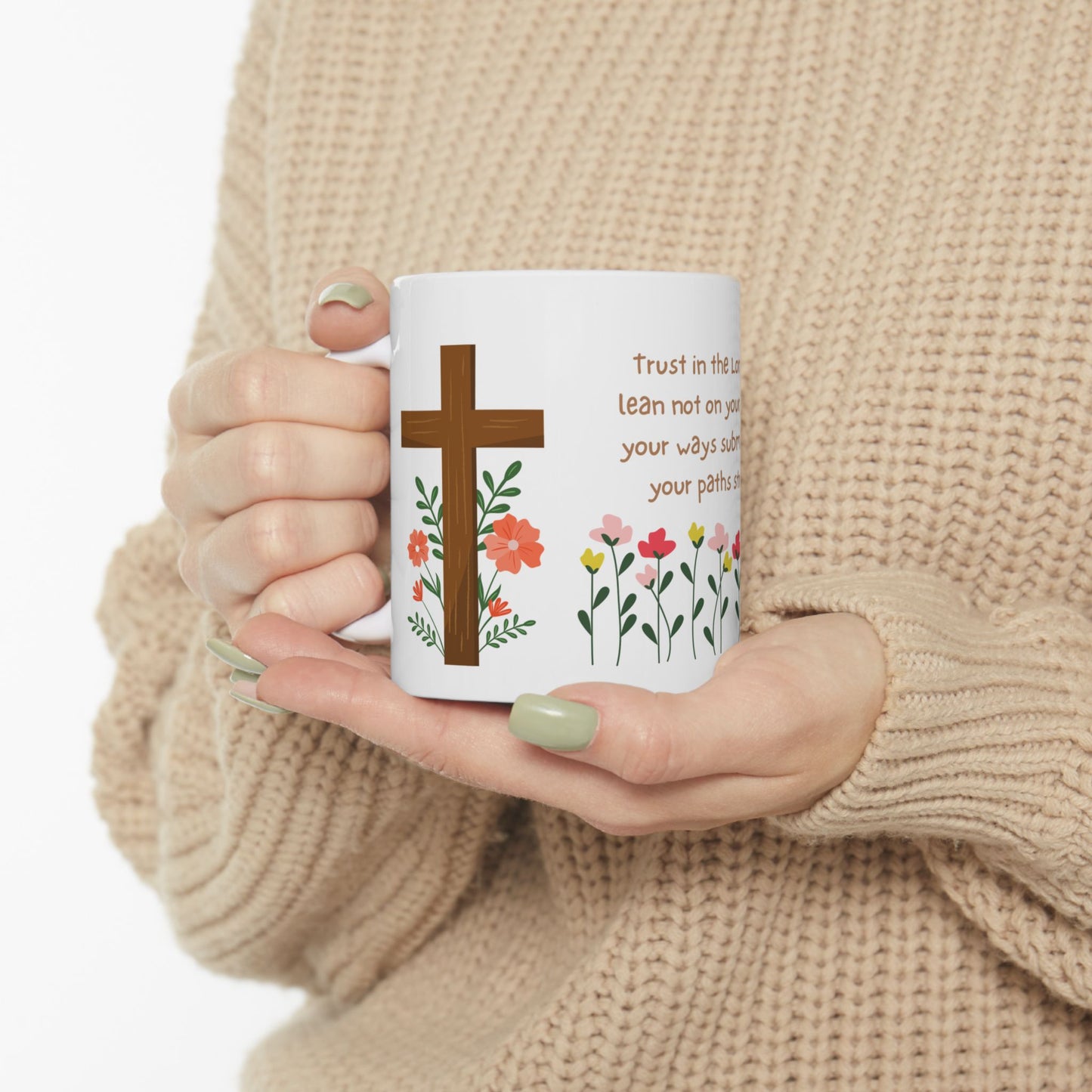 Floral Scripture Ceramic Mug - Perfect for Inspirational Gifts or Morning Coffee