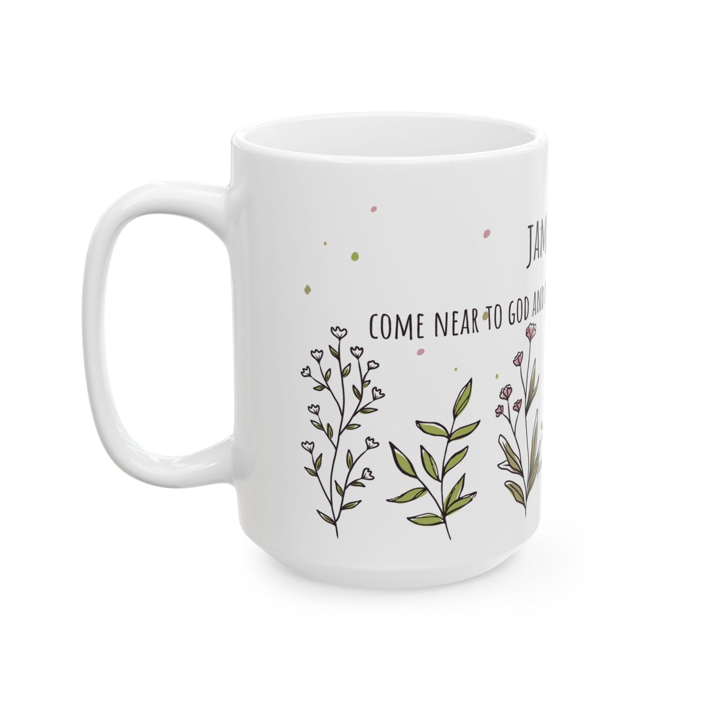 Floral Scripture Ceramic Mug - Perfect for Inspirational Gifts or Morning Coffee