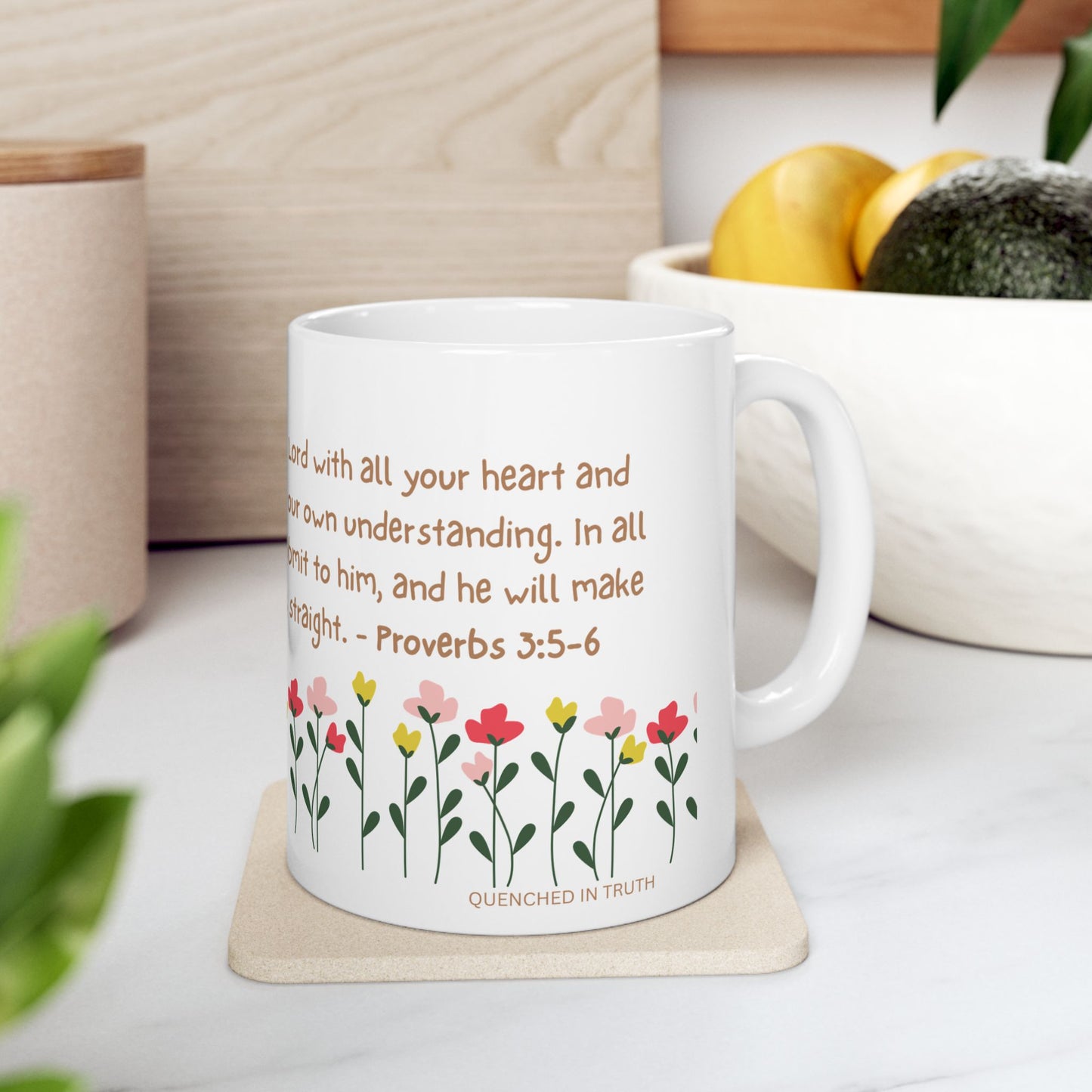 Floral Scripture Ceramic Mug - Perfect for Inspirational Gifts or Morning Coffee