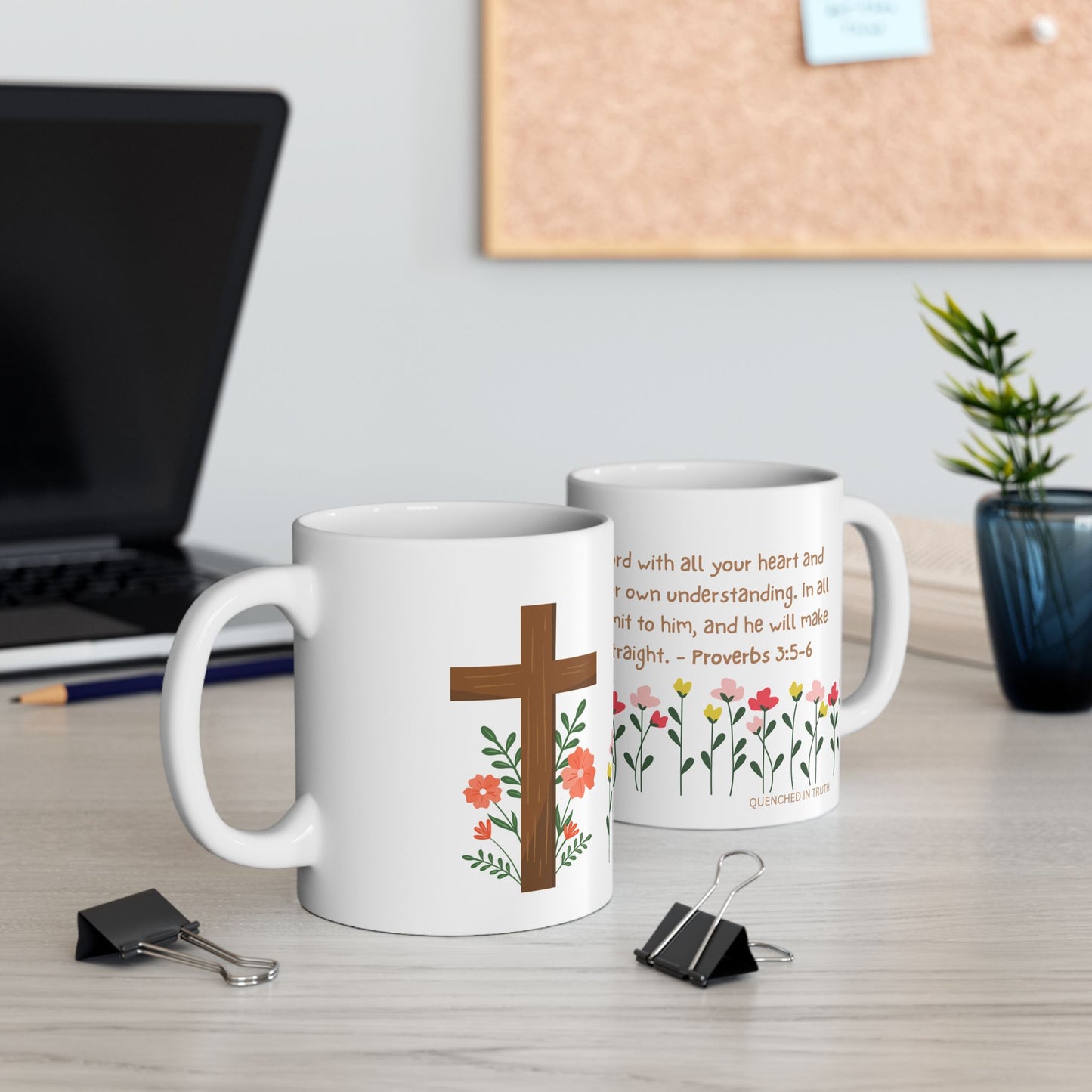 Floral Scripture Ceramic Mug - Perfect for Inspirational Gifts or Morning Coffee