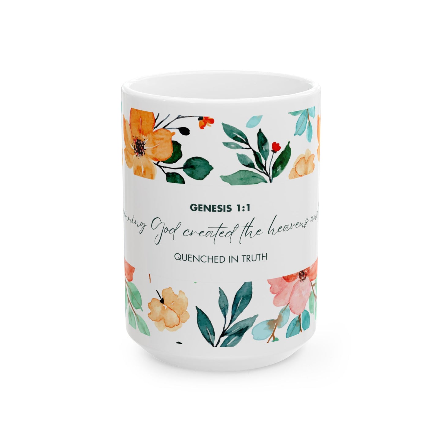 Floral Scripture Ceramic Mug - Perfect for Inspirational Gifts or Morning Coffee