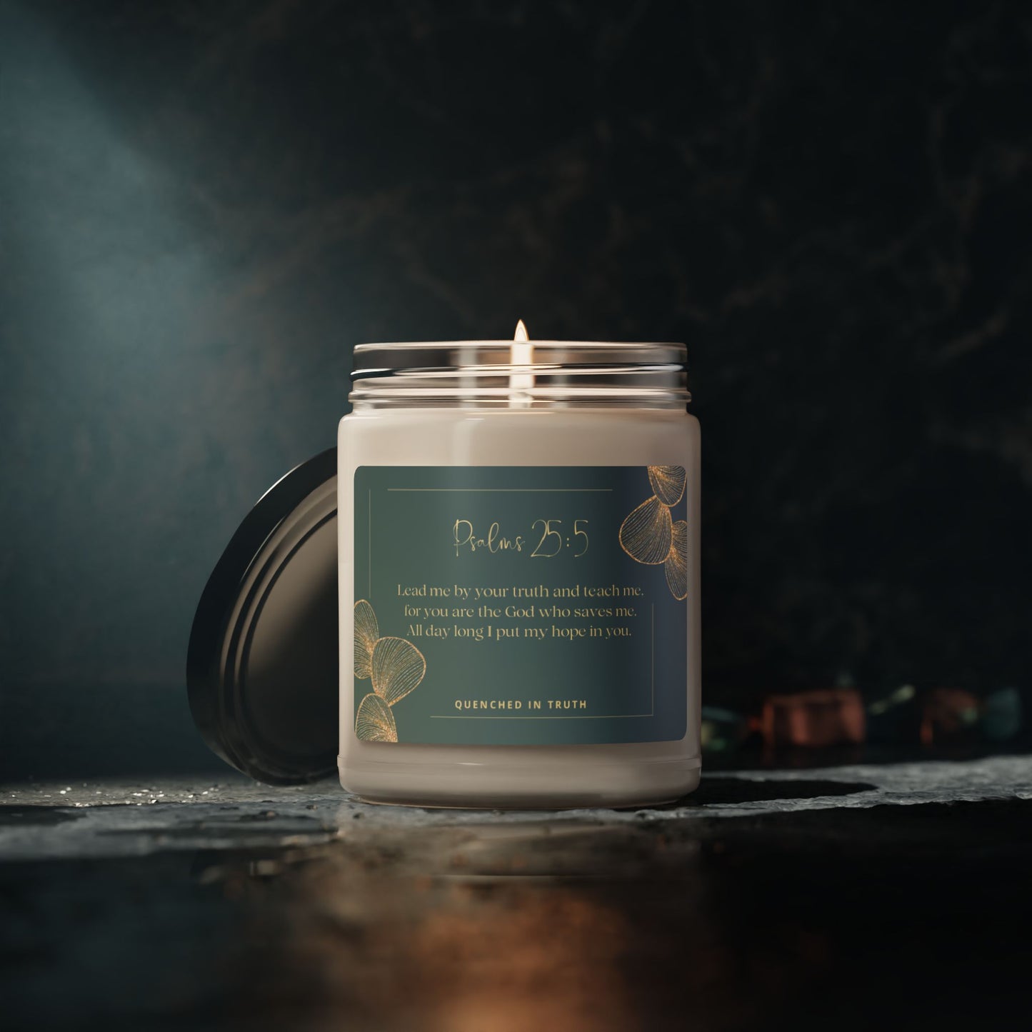 Inspirational Scented Soy Candle - Psalm 25:5 - 9oz