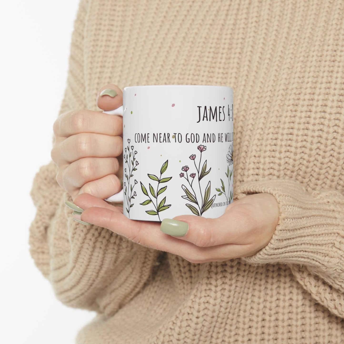 Floral Scripture Ceramic Mug - Perfect for Inspirational Gifts or Morning Coffee